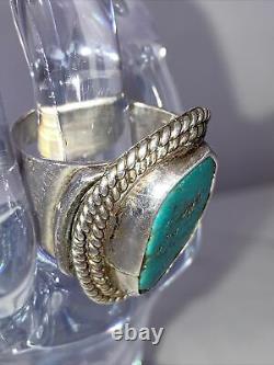 Vintage Argent Sterling Navajo Old Pawn Fred Harvey Era Men's Ring 12 Turquoise