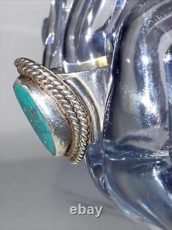 Vintage Argent Sterling Navajo Old Pawn Fred Harvey Era Men's Ring 12 Turquoise