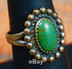 Vintage Bell Trading Fred Harvey Vert Turquoise Sterling Silver Ring Taille 8.25