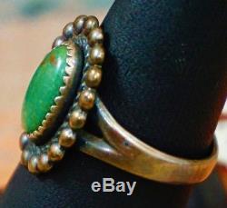 Vintage Bell Trading Fred Harvey Vert Turquoise Sterling Silver Ring Taille 8.25