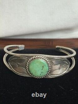 Vintage Fred Harvey Era Navajo Indian Argent Turquoise Bracelet