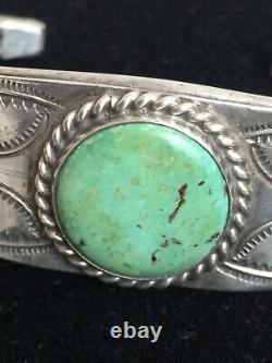 Vintage Fred Harvey Era Navajo Indian Argent Turquoise Bracelet