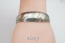 Vintage Fred Harvey Era Navajo Sterling Silver Stamped Cuff Bracelet 6