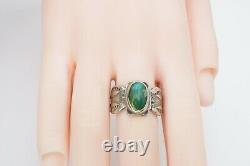 Vintage Fred Harvey Era Navajo Sterling Silver Turquoise Ring Taille 6