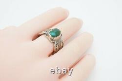 Vintage Fred Harvey Era Navajo Sterling Silver Turquoise Ring Taille 6