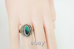Vintage Fred Harvey Era Navajo Sterling Silver Turquoise Ring Taille 7
