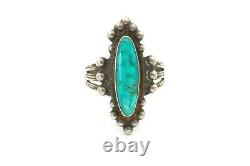 Vintage Fred Harvey Era Navajo Sterling Silver Turquoise Ring Taille 9.75