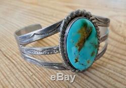 Vintage Fred Harvey Era Old Pawn Silver & Turquoise Cuff Navajo