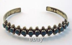 Vintage Fred Harvey Era Sterling Silver Turquoise Snake Eye Cuff Bracelet 6.5 In