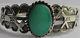 Vintage Fred Harvey Indien Chevaux Appliqués Bracelet Argent Vert Turquoise