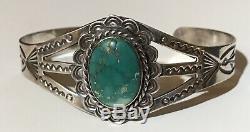 Vintage Fred Harvey Navajo Indian Argent Turquoise Bracelet