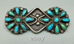 Vintage Fred Harvey Navajo Silver & Turquoise Petit Point Pin Brooch