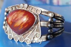 Vintage Fred Harvey Sterling Argent Grand Sardonyx Agate Cuff Bracelet 37,7 Gram