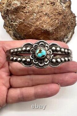 Vintage Fred Harvey Sud-ouest Sterling Naturel Turquoise Cuff Bracelet 6 3/8