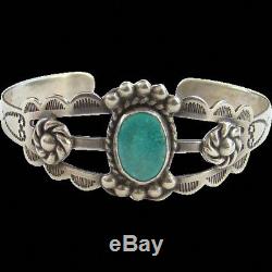 Vintage Navajo Fred Harvey Argent Turquoise Bracelet Taille 6 1/4 1940