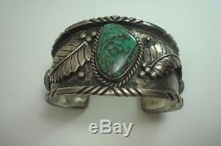 Vintage Navajo Fred Harvey En Argent Sterling Cerrillos Turquoise Bracelet Sz 7-1 / 4