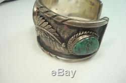 Vintage Navajo Fred Harvey En Argent Sterling Cerrillos Turquoise Bracelet Sz 7-1 / 4