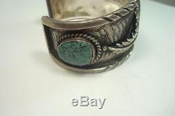 Vintage Navajo Fred Harvey En Argent Sterling Cerrillos Turquoise Bracelet Sz 7-1 / 4