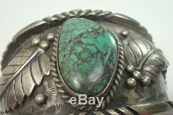 Vintage Navajo Fred Harvey En Argent Sterling Cerrillos Turquoise Bracelet Sz 7-1 / 4