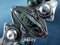 Vintage Navajo Fred Harvey Era Boucles D'oreilles Turquoise Bracelet En Argent Sterling
