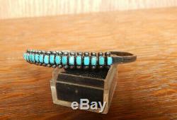 Vintage Navajo Fred Harvey Era En Argent Sterling Ligne Turquoise Bracelet