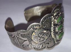 Vintage Navajo Old Pawn Thunderbird Sterling Argent Fred Harvey Era Bracelet