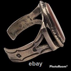 Vintage Navajo Vieux Pion Sterling Argent Mojave Bracelet Jaspe Fred Harvey Ère