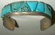 Vintage Navajo Vieux Pion Turquoise Sterling Bracelet En Argent Fred Harvey Ère