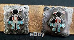 Vintage Old Pawn Navajo Argent Et Turquoise Concho Belt Rare Fred Harvey Tb452