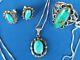 Vintg Turquoise Navajo Fred Harvey Era Sterling Silver Collier Boucle D'oreille Lot
