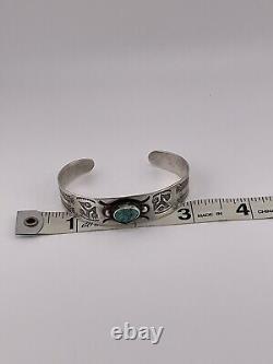 Vtg Bracelet manchette en argent sterling et turquoise FRED HARVEY