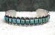 Vtg Navajo Old Pawn 14 Bracelet Manchette Rangée Turquoise Flèches Argentées Fred Harvey Époque