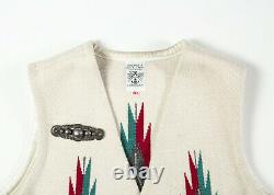 Vtg Ortega’s Wool Chimayo Vest With Fred Harvey Sterling Silver Pin Broche Native