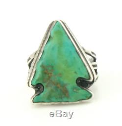 Vtg Sterling Silver Navajo Fred Harvey Époque Turquoise Ring Ring Sz 5.5