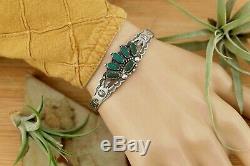 Vtg Sterling Silver Thunderbird Fred Harvey Navajo Turquoise Bracelet