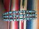 Vtg Triple Row Zuni Manchette Argent Turquoise Bracelet Oeil De Serpent Fred Harvey Navajo