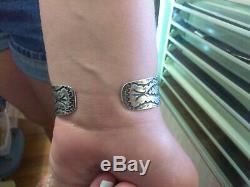 Wow Fred Harvey Era Sterling Argent Turquoise Thunderbird Cuff Entiers