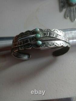 Wow Rare Navajo Fred Harvey Era Argent Sterling Snake Motif Turquoise Cuff