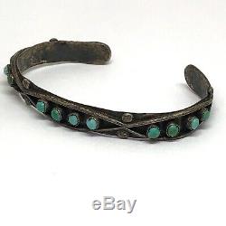 Zuni Bracelet Turquoise De 6.25in Serpent Eye Argent Vtg Fred Harvey Era